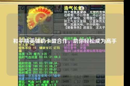 和平精英辅助卡盟合作，助你轻松成为高手